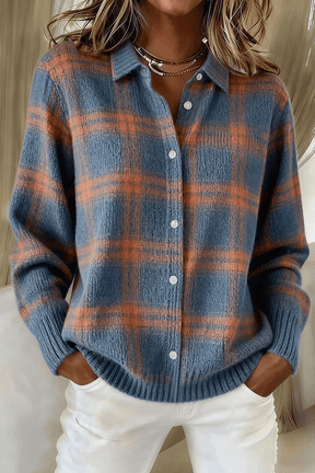 ChicWeave – Plaid Collar Cardigan