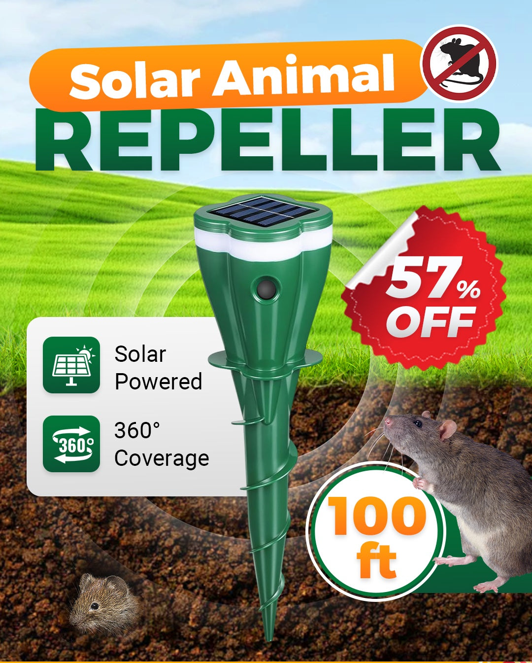 AuraGuard – Solar Powered Waterproof Mole Repellent