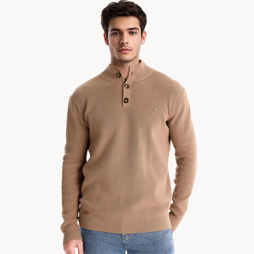 Ashton Button Mockneck Sweater | Lupi