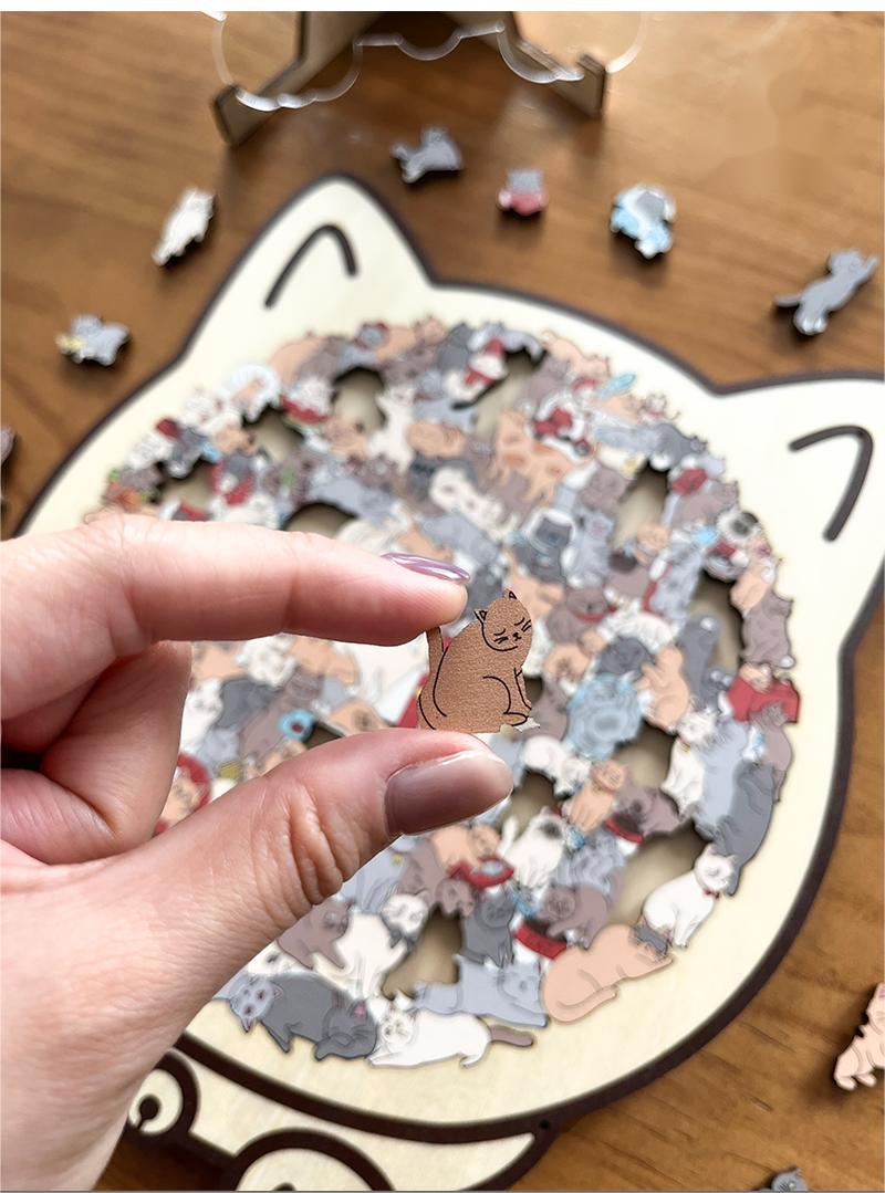 WhiskerCraft –  135 Pcs Cat Shaped Wooden Puzzle