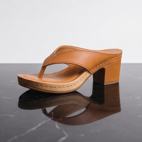 Brianna — Wood Heel Thong Sandal with Perforated Footbed