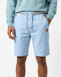 Coastal — Men's Drawstring Shorts with Leather Patch