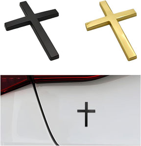 FaithRide – 3D Metal Cross Car Sticker