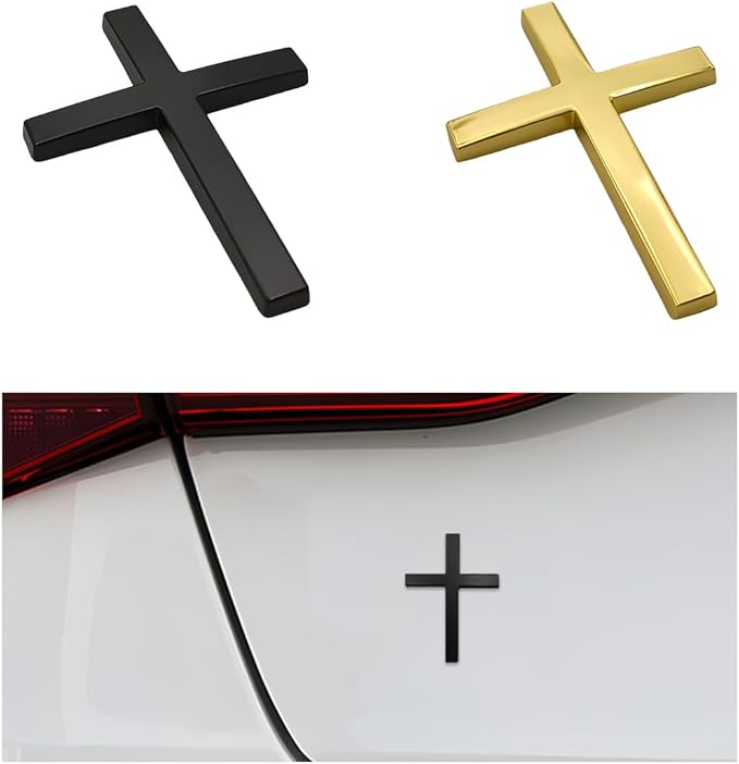 FaithRide – 3D Metal Cross Car Sticker