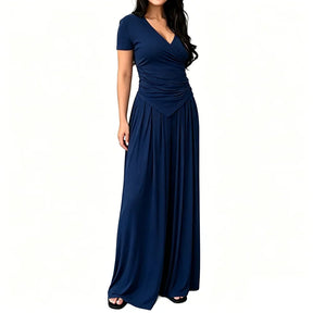 MaisonLuxe – Sophisticated Wrap Top & Wide Leg Pants Set