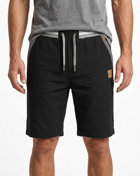 Coastal — Men's Drawstring Shorts with Leather Patch