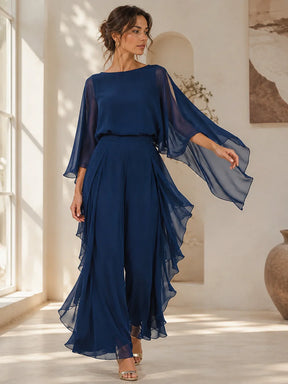 GraceLuxe – Elegant Chiffon Outfit Pants Set