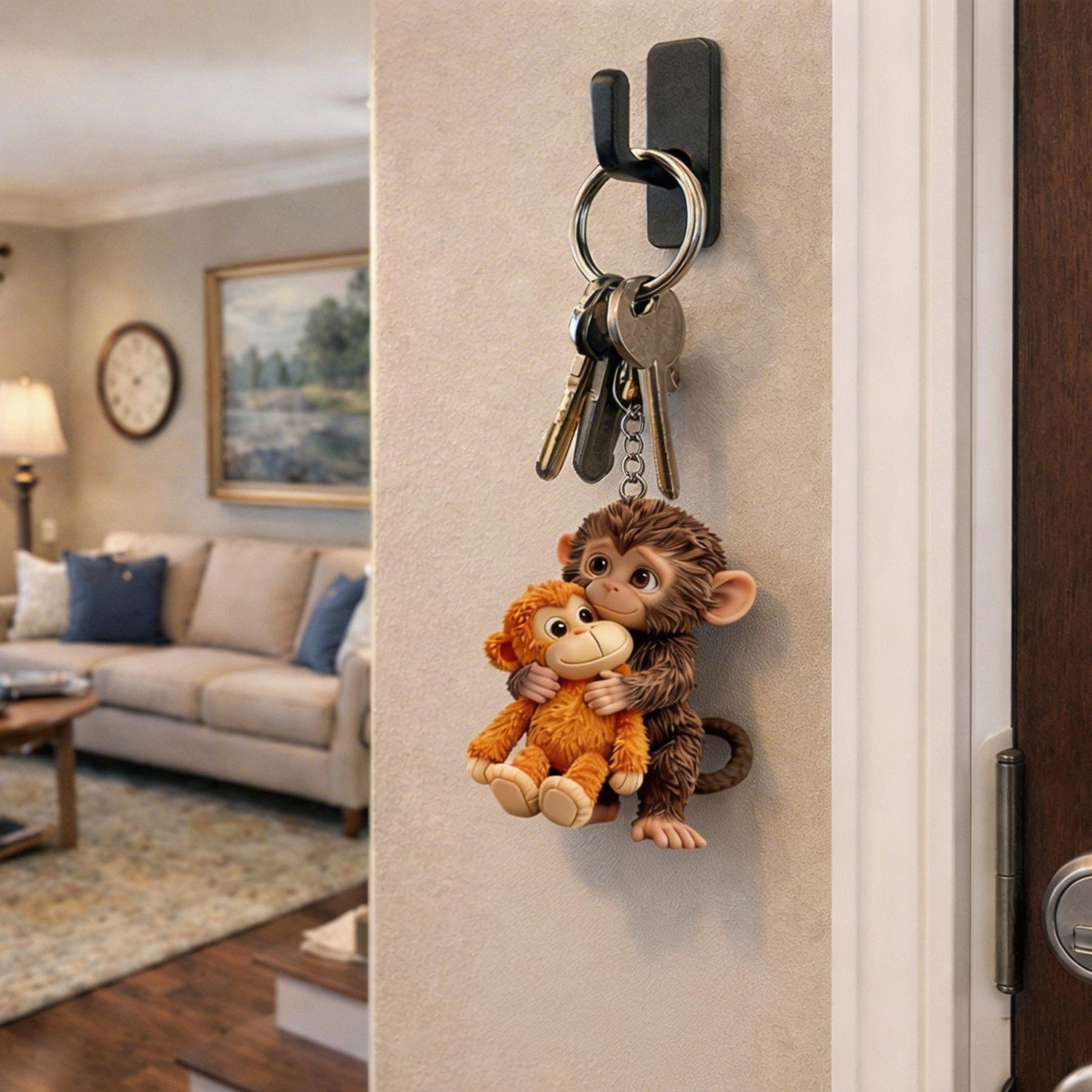 🐵3D Viral Punch Monkey Keychain 💕- Emotional Gift for Animal Lovers, Family, Friends, Loved Ones🎁