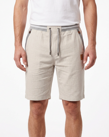 Coastal — Men's Drawstring Shorts with Leather Patch