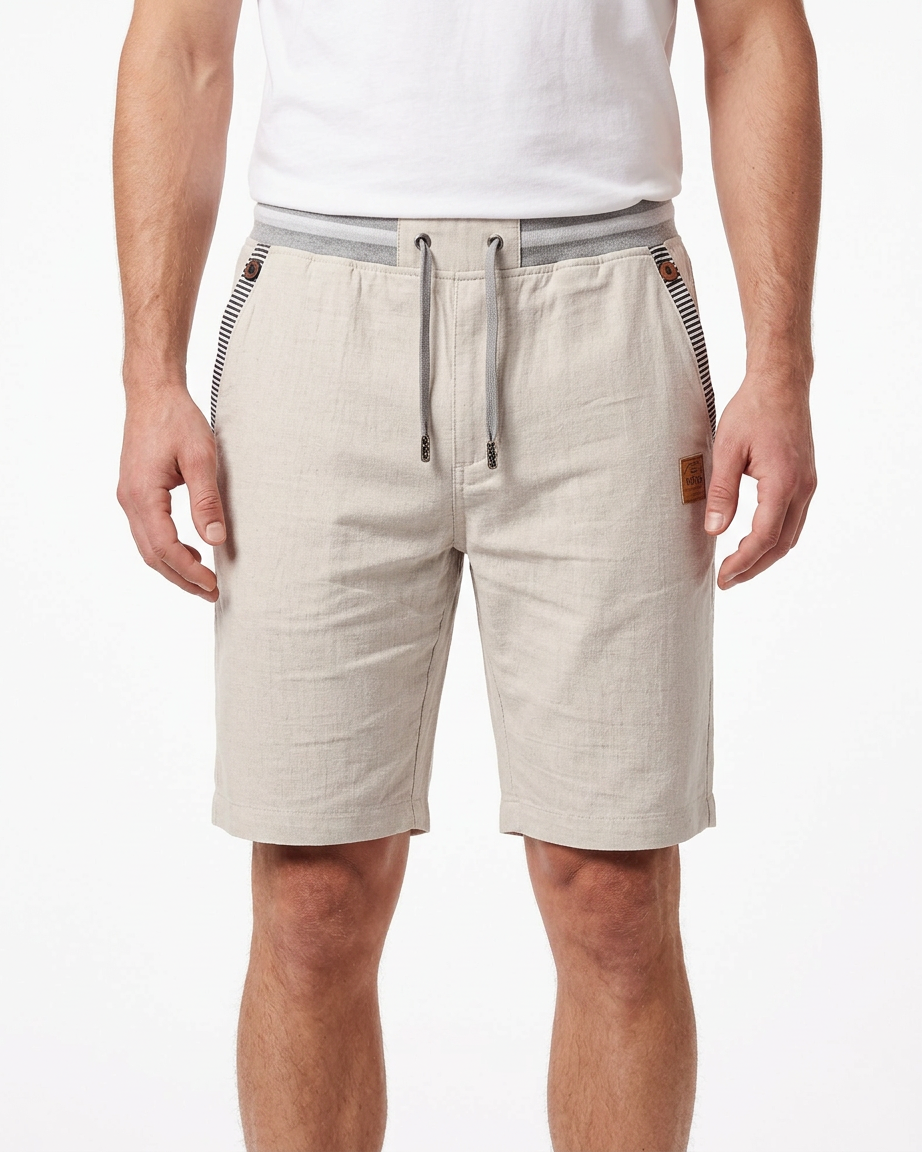 Coastal — Men's Drawstring Shorts with Leather Patch