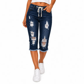 DenimBloom –  High Waist Cropped Denim Jeans