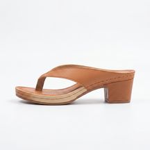 Brianna — Wood Heel Thong Sandal with Perforated Footbed