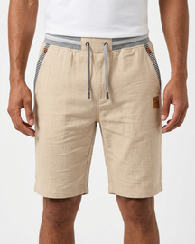 Coastal — Men's Drawstring Shorts with Leather Patch