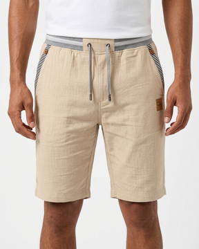 Coastal — Men's Drawstring Shorts with Leather Patch