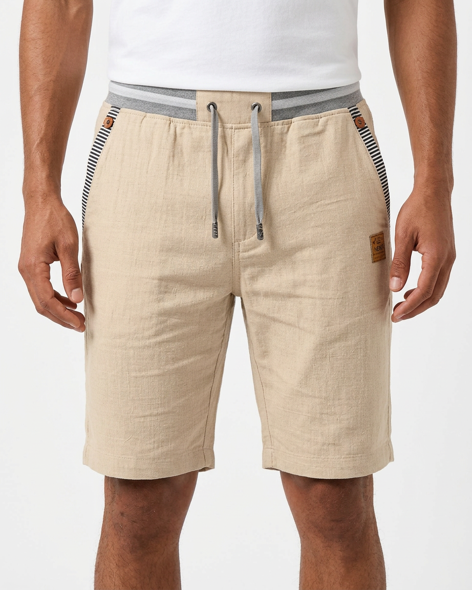 Coastal — Men's Drawstring Shorts with Leather Patch