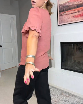 VibeLuxe – Elegant Ruffle Sleeve Shirt