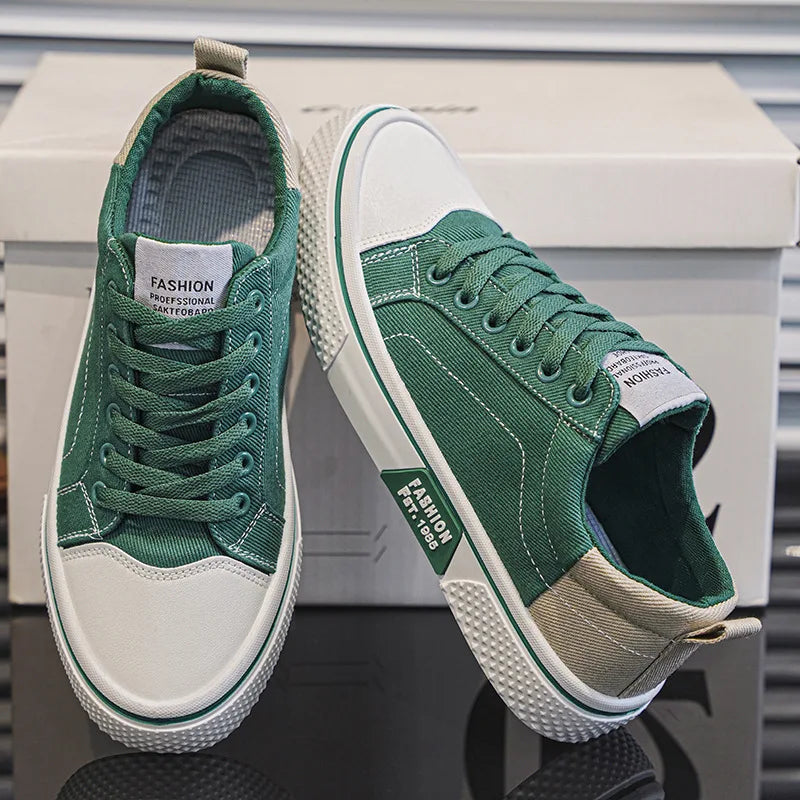 Retroglide — Canvas Court Sneaker with Graphic Sole