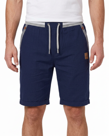 Coastal — Men's Drawstring Shorts with Leather Patch