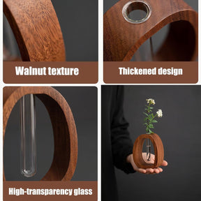 NatureNest – Solid Wood Glass Flower Vase