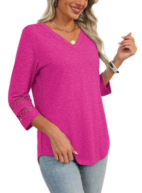 ClairaMode | Relaxed Fit V-Neck Sleeve Women Tee
