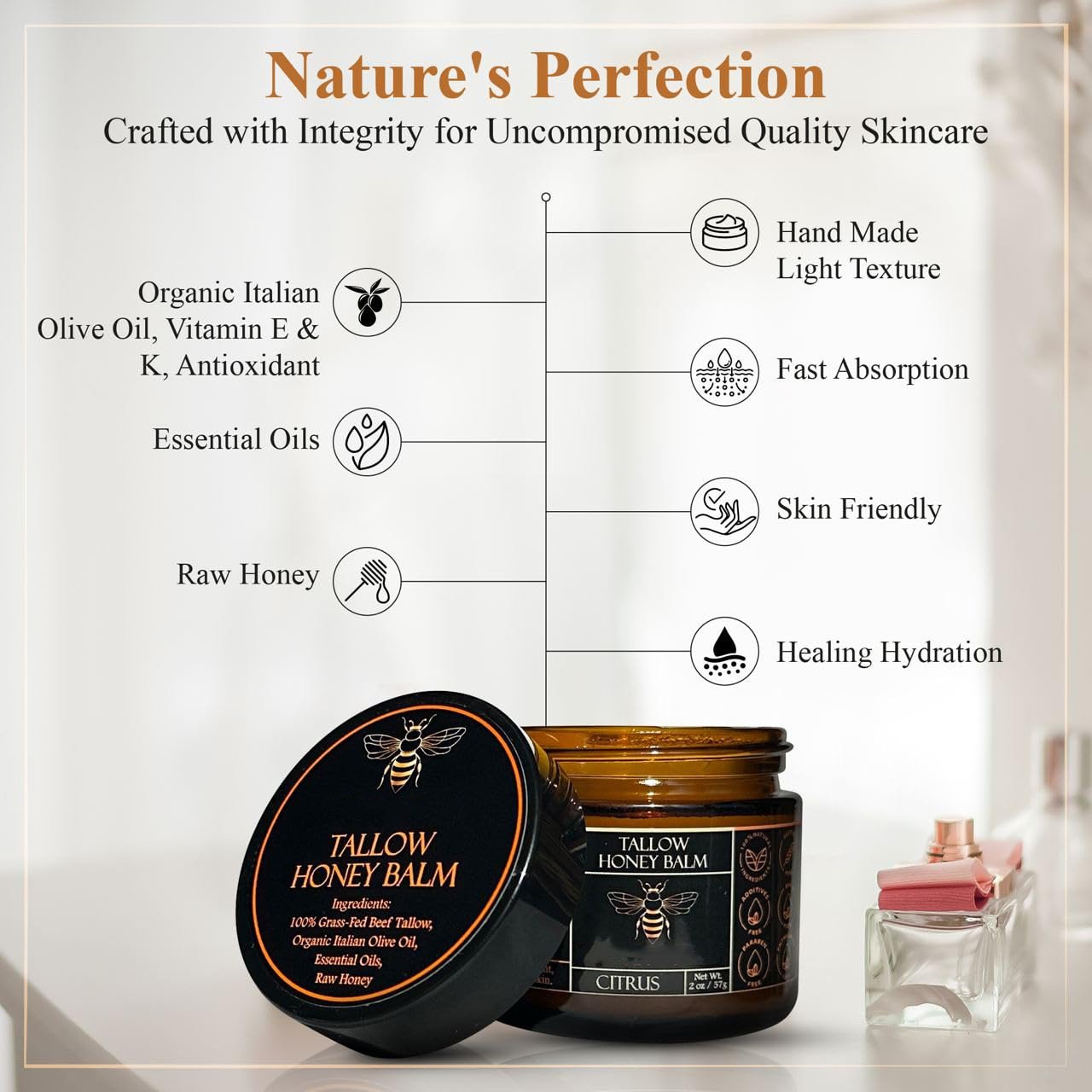 GlowTallow - Organic Nourishing Balm with Raw Honey