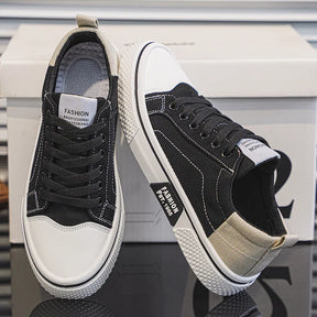 Retroglide — Canvas Court Sneaker with Graphic Sole