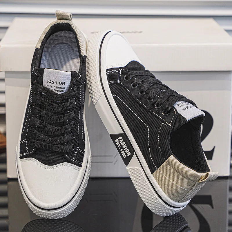 Retroglide — Canvas Court Sneaker with Graphic Sole