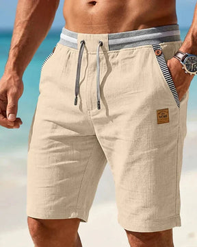 Coastal — Men's Drawstring Shorts with Leather Patch