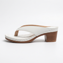 Brianna — Wood Heel Thong Sandal with Perforated Footbed