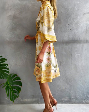 Eleganza Flow – Printed A-Line Dress