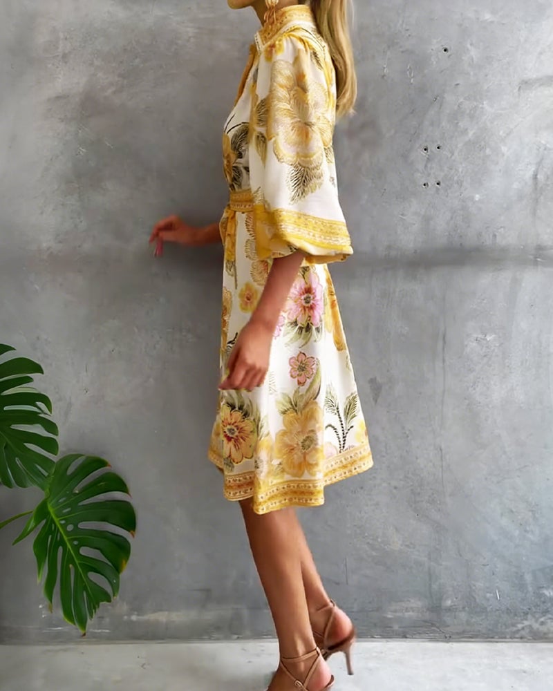 Eleganza Flow – Printed A-Line Dress