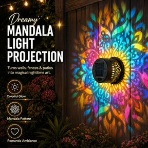 MandalaGlow - Solar Mandala Wall Light Outdoor Fence Projector Lamp