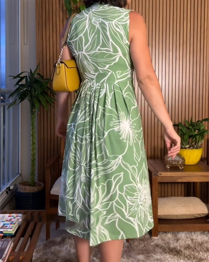 Seaside Elegance - Sleeveless Vacation Dress