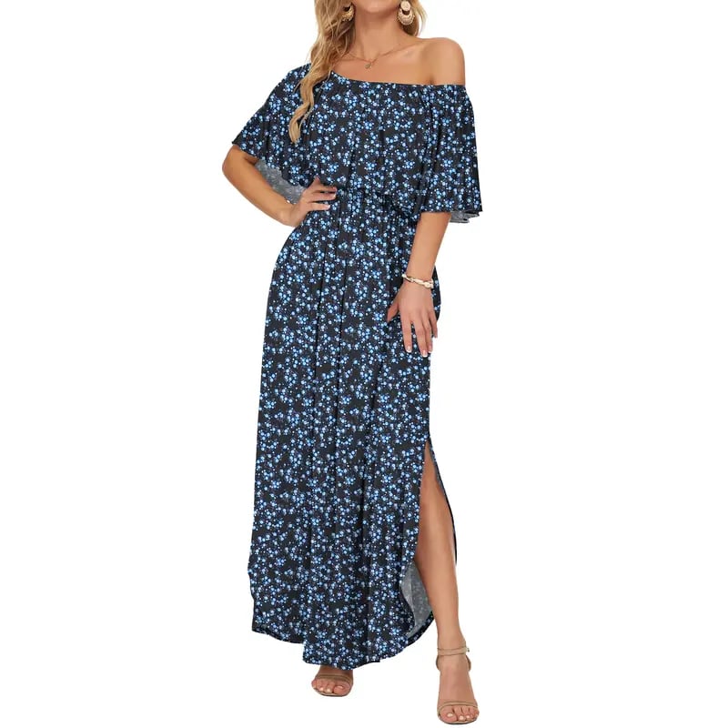 BreezeBelle – Off Shoulder Ruffle Maxi Dress