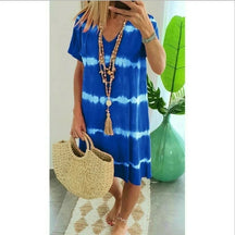 ChillAura | Tie-Dye Striped Loose Summer Dress