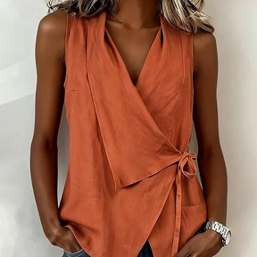 LinenLuxe – Crisscross Tie Tank Top