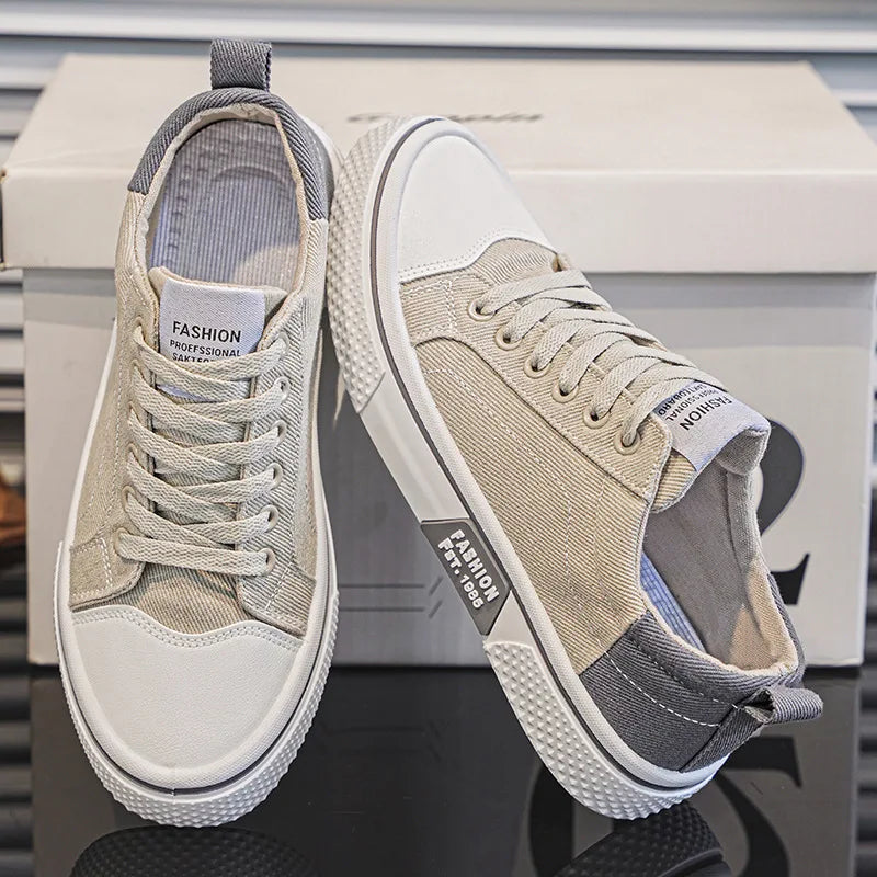Retroglide — Canvas Court Sneaker with Graphic Sole