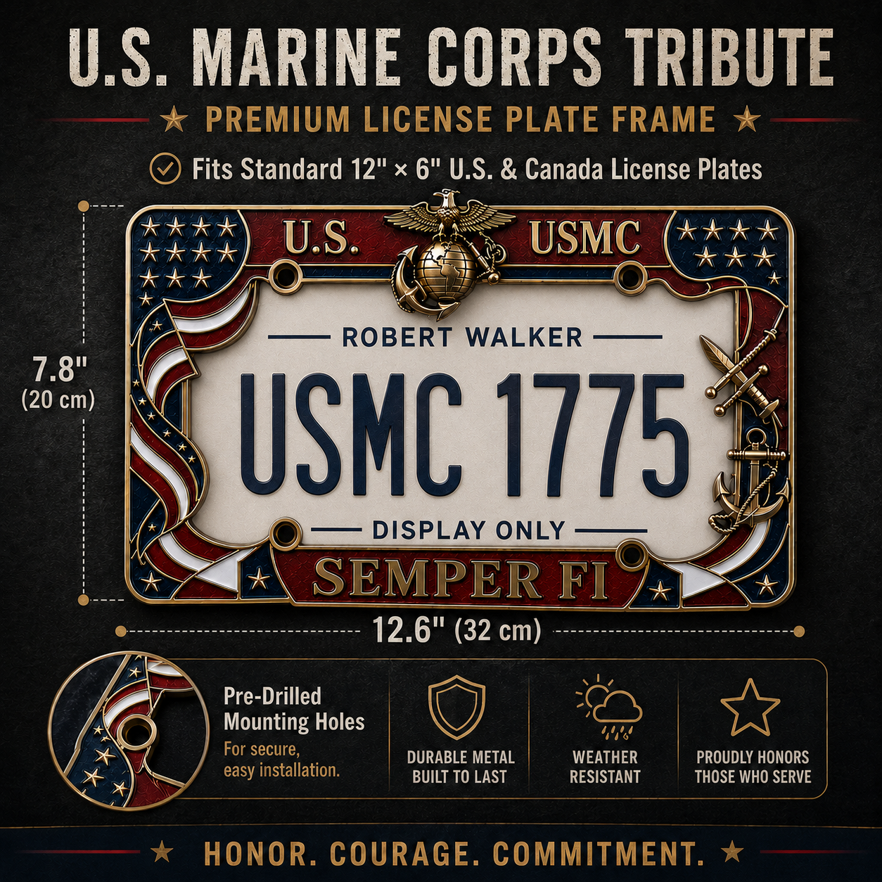 MarinePride – Semper Fi Auto Frame