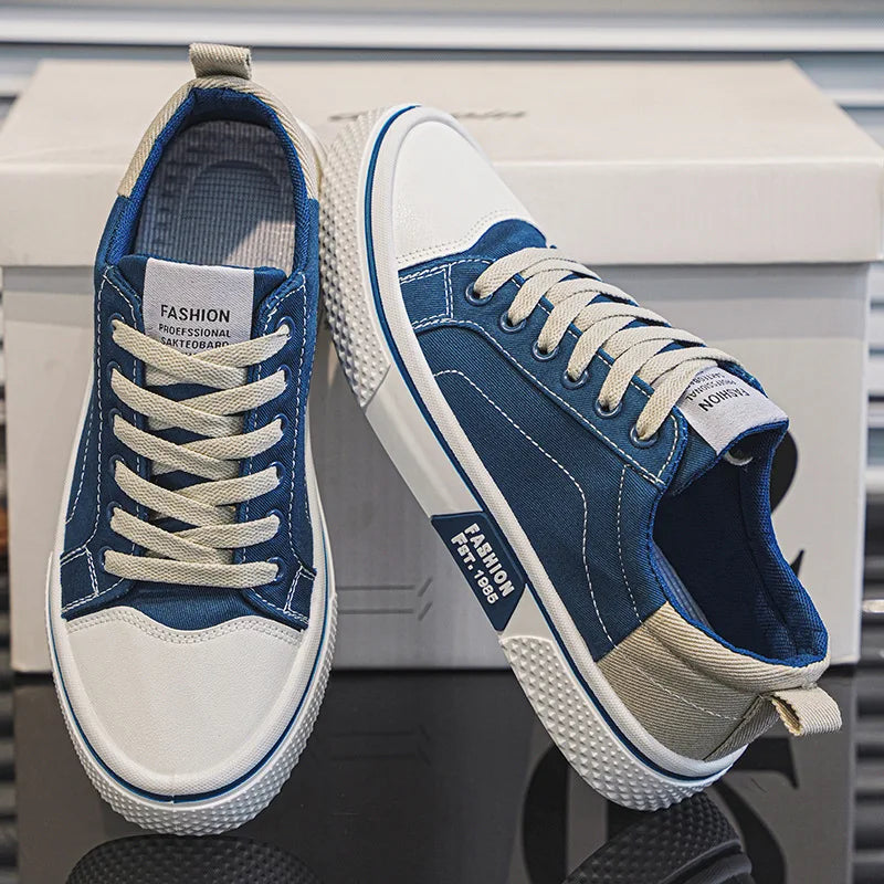 Retroglide — Canvas Court Sneaker with Graphic Sole