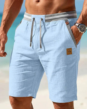 Coastal — Men's Drawstring Shorts with Leather Patch