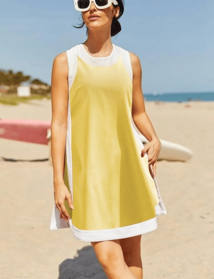SunnyStride - Casual Color-Block Ensemble