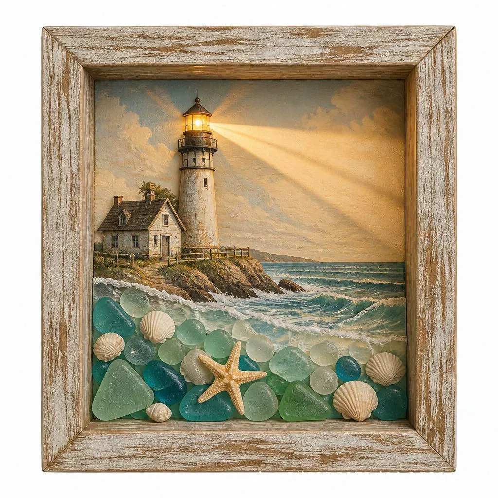 CoastalGlow – Sea Glass Lighthouse Shadow Light