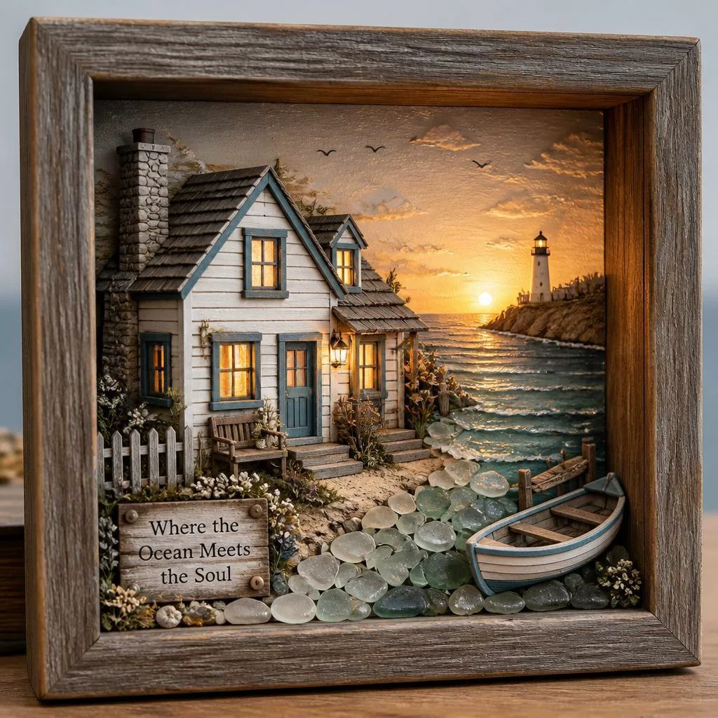 CoastalGlow – Sea Glass Lighthouse Shadow Light