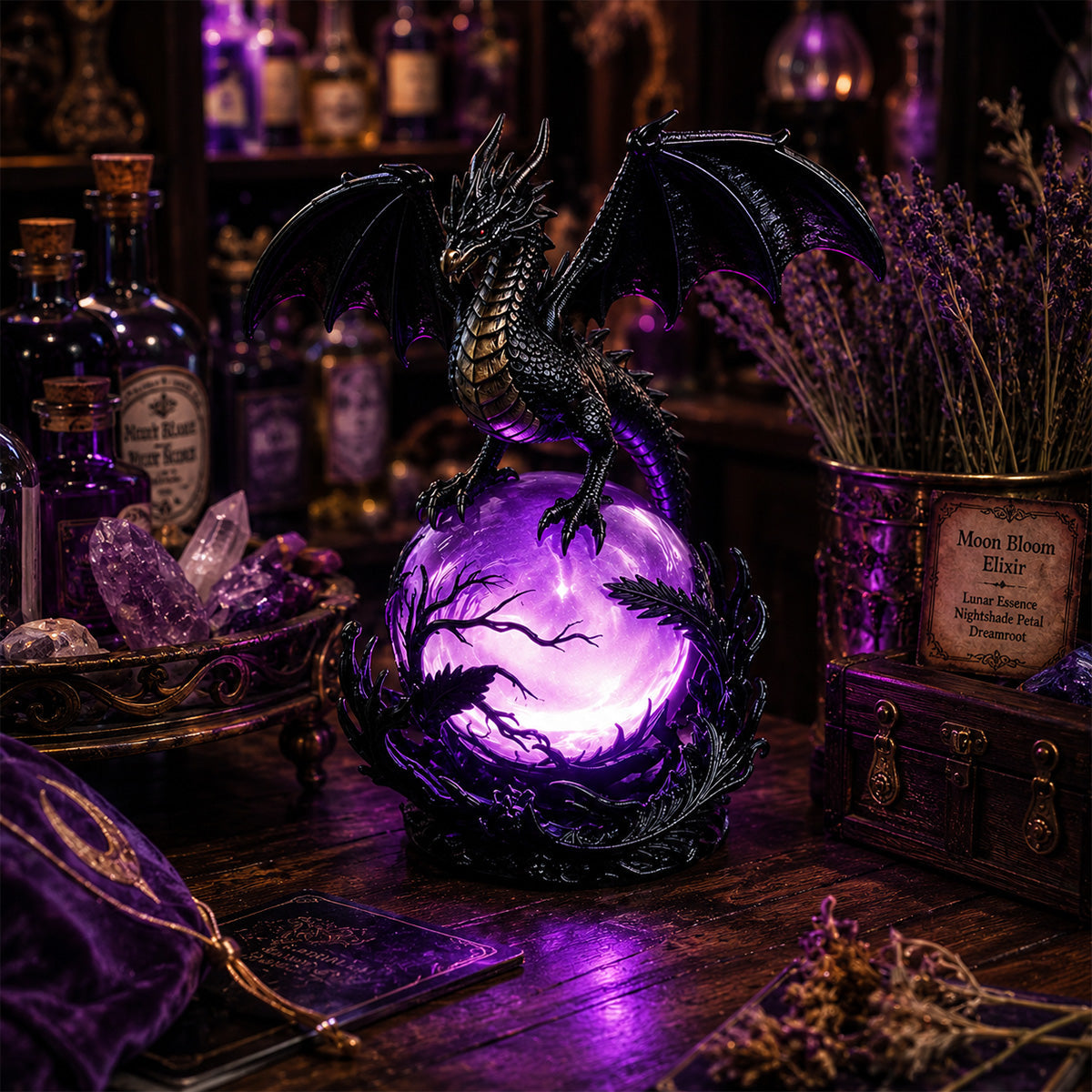 DragonGlow – Mystic Crystal Orb Lamp