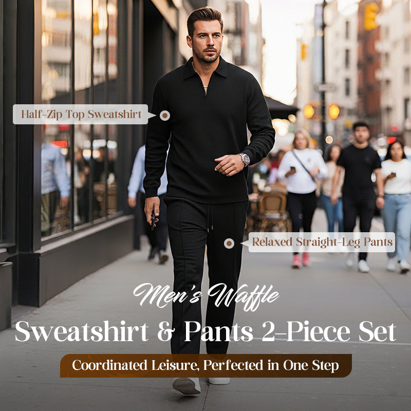 UrbanEase – Breathable Waffle Knit Lounge Set for Men