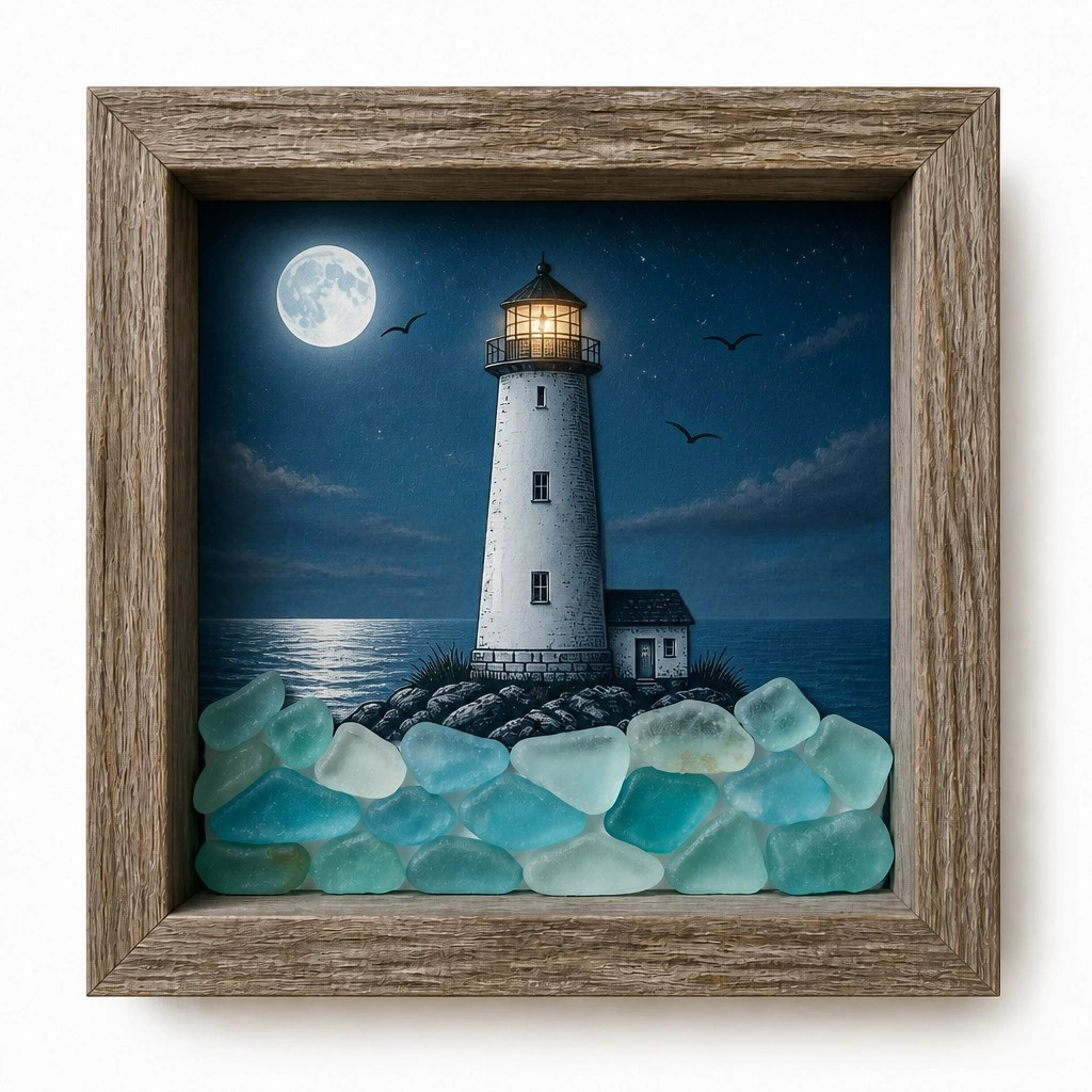 CoastalGlow – Sea Glass Lighthouse Shadow Light