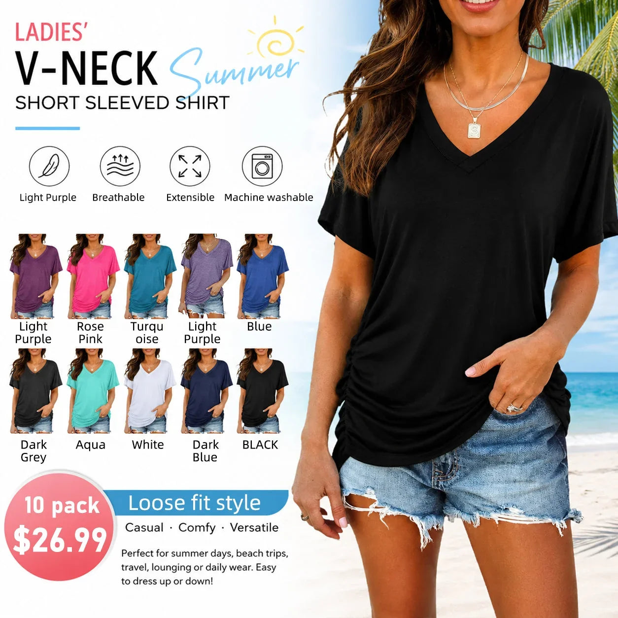 SoftLuxe – Women's Everyday V-Neck Comfort T-Shirt