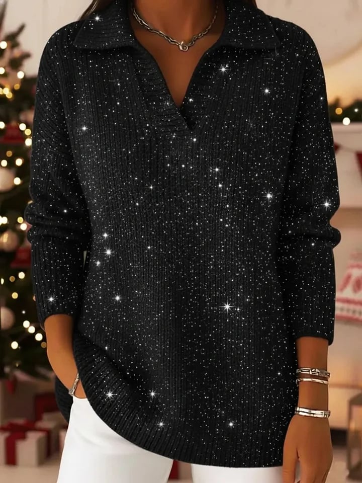 SparkleMuse – Loose Shiny Party Sweater Top