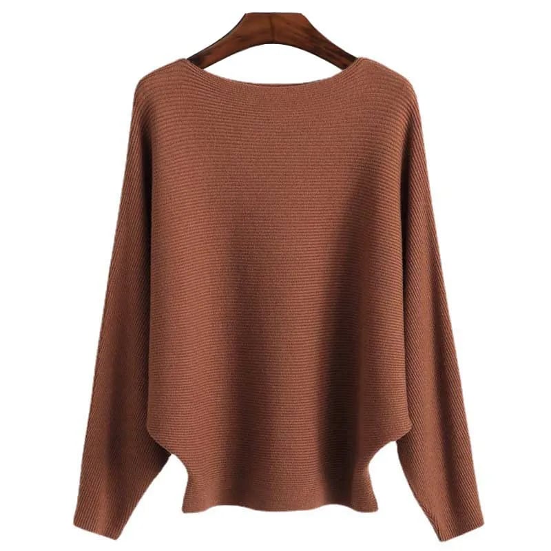 CozyWave – Women’s Boat Neck Bat Sleeve Knitted Sweater
