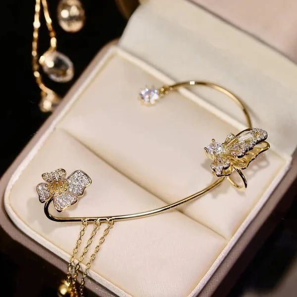 ButterGlow – Cubic Zirconia Butterfly Fringe Earrings